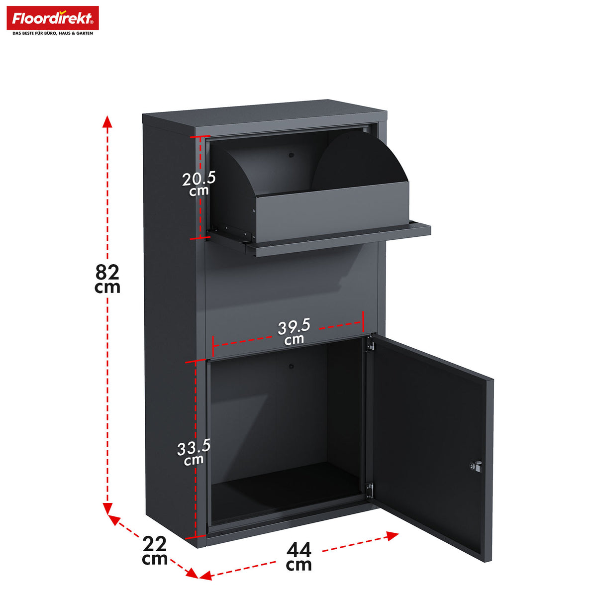 Pakkeboks | Clement | Praktisk pakkeboks med klapsystem og lås | Vejrbestandig og nem at montere