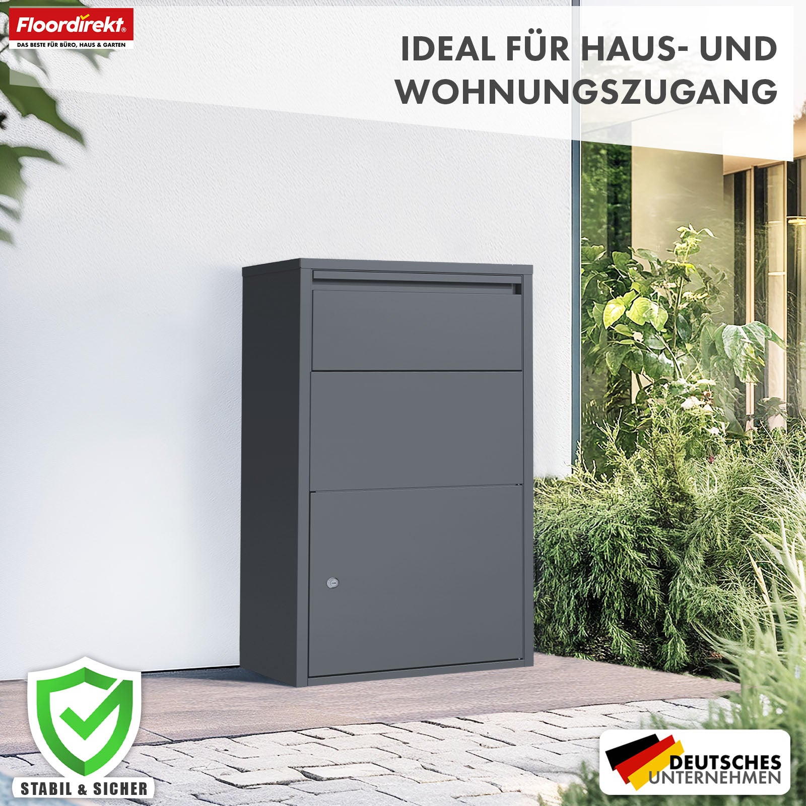 Pakkeboks | Clement | Praktisk pakkeboks med klapsystem og lås | Vejrbestandig og nem at montere