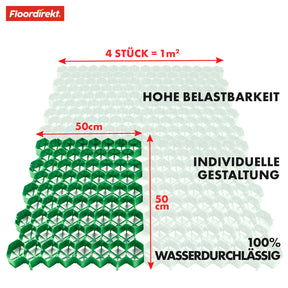 Gitter | Paddock-plade til jordforstærkning | Slidstærkt materiale | Fås i to farvevarianter | 50 x 50 cm