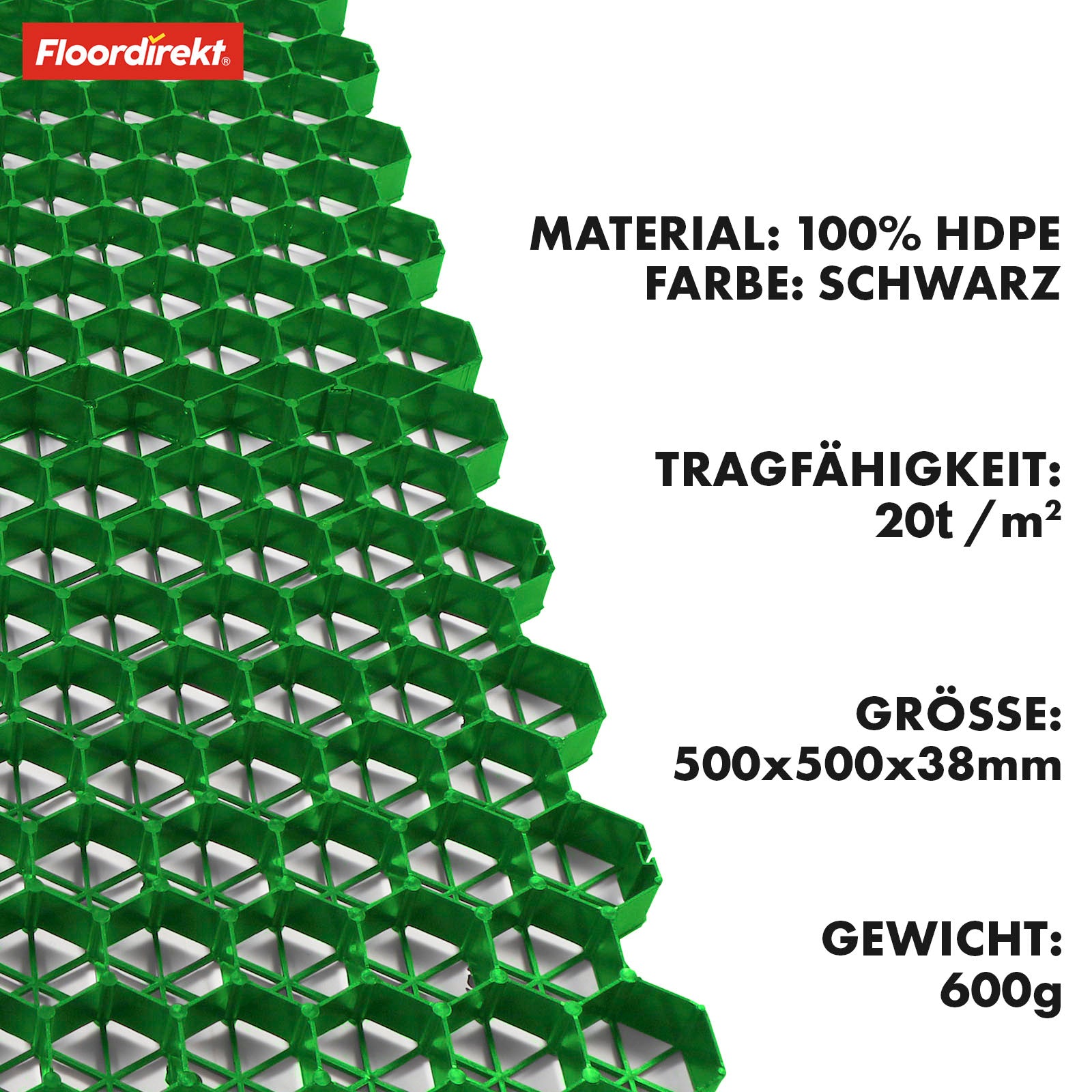 Gitter | Paddock-plade til jordforstærkning | Slidstærkt materiale | Fås i to farvevarianter | 50 x 50 cm