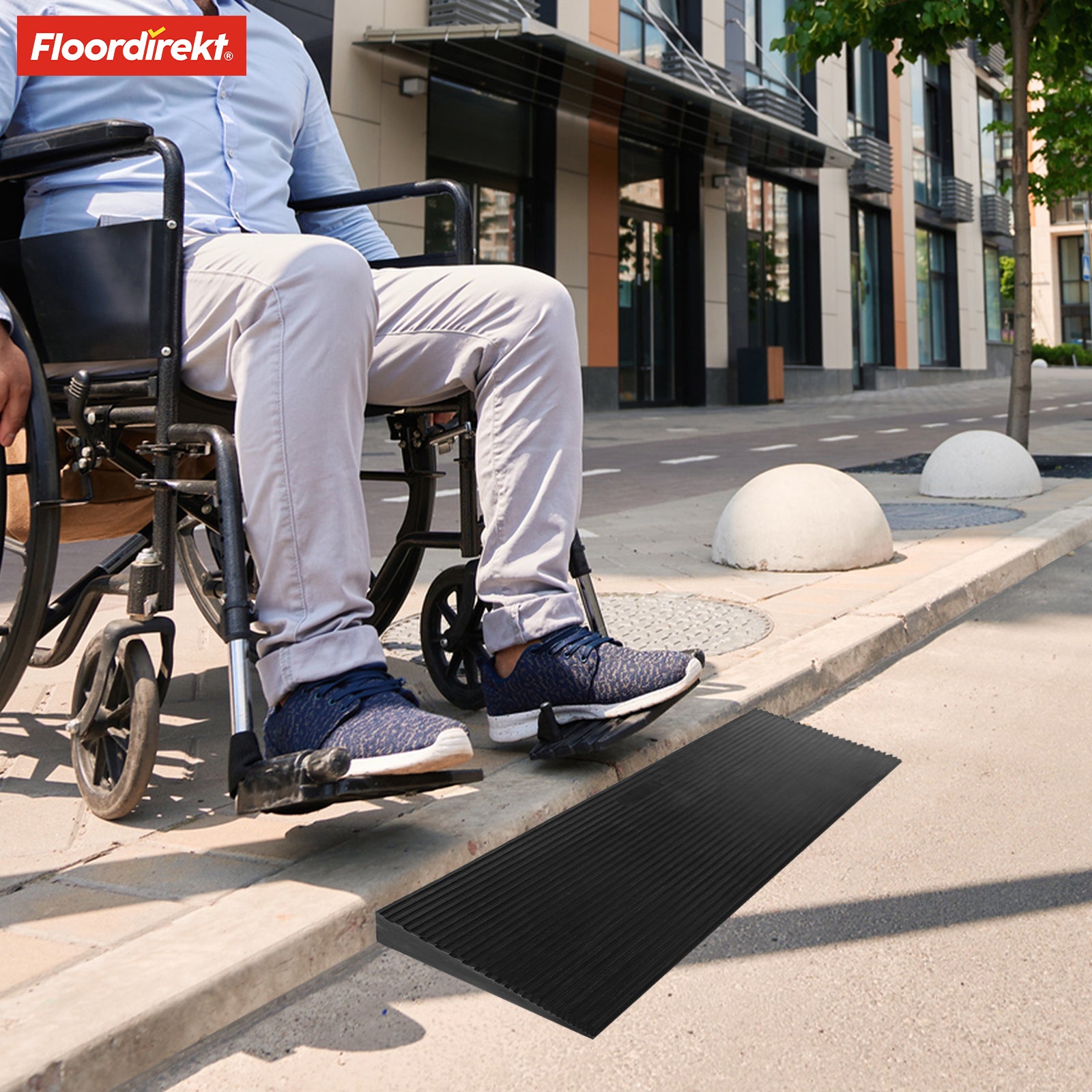 Tærskelrampe | Denali | Skridsikker kørestolsrampe til barrierefri adgang | 90 x 15 x 2 cm