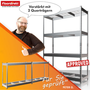 Heavy-duty reoler | Yukon Rivet | Stålreoler med nethylder | 250-350 kg belastningskapacitet pr. hylde | Forskellige størrelser og farver