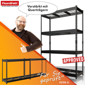 Heavy-duty reoler | Yukon Rivet | Stålreoler med nethylder | 250-350 kg belastningskapacitet pr. hylde | Forskellige størrelser og farver