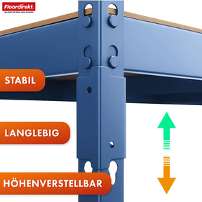 Heavy-duty reol | Rhino | Opbevaringsreol med 5 hylder | 1050 kg belastningskapacitet | Innovativt plug-in system | I forskellige farver og størrelser
