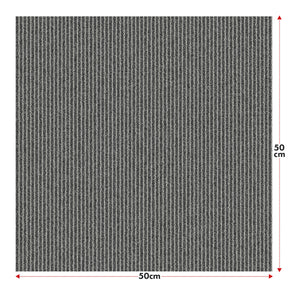 Tæppefliser | Bern | 50 x 50 cm | Selvlæggende med stribet design | I antracit, grå & beige til erhverv og private hjem
