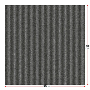 Tæppefliser | Bern | 50 x 50 cm | Selvlæggende med stribet design | I antracit, grå & beige til erhverv og private hjem