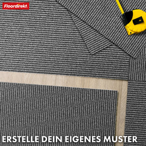 Tæppefliser | Bern | 50 x 50 cm | Selvlæggende med stribet design | I antracit, grå & beige til erhverv og private hjem