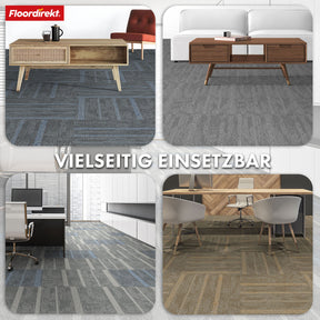 Tæppefliser | Zürich | 50 x 50 cm | Ideel til kontorer og stuer | Designfliser i høj kvalitet i 4 farver