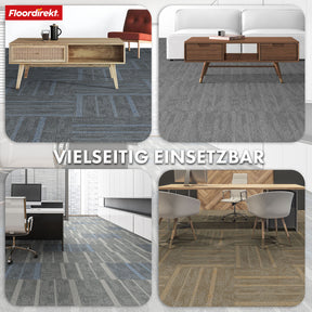 Tæppefliser | Zürich | 50 x 50 cm | Ideel til kontorer og stuer | Designfliser i høj kvalitet i 4 farver