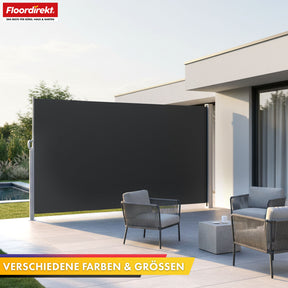 Alu-sidemarkise | Indsigt- og solbeskyttelse til terrasse, altan og have | UV-beskyttelse, ugennemsigtig og vandafvisende | Forskellige farver og størrelser