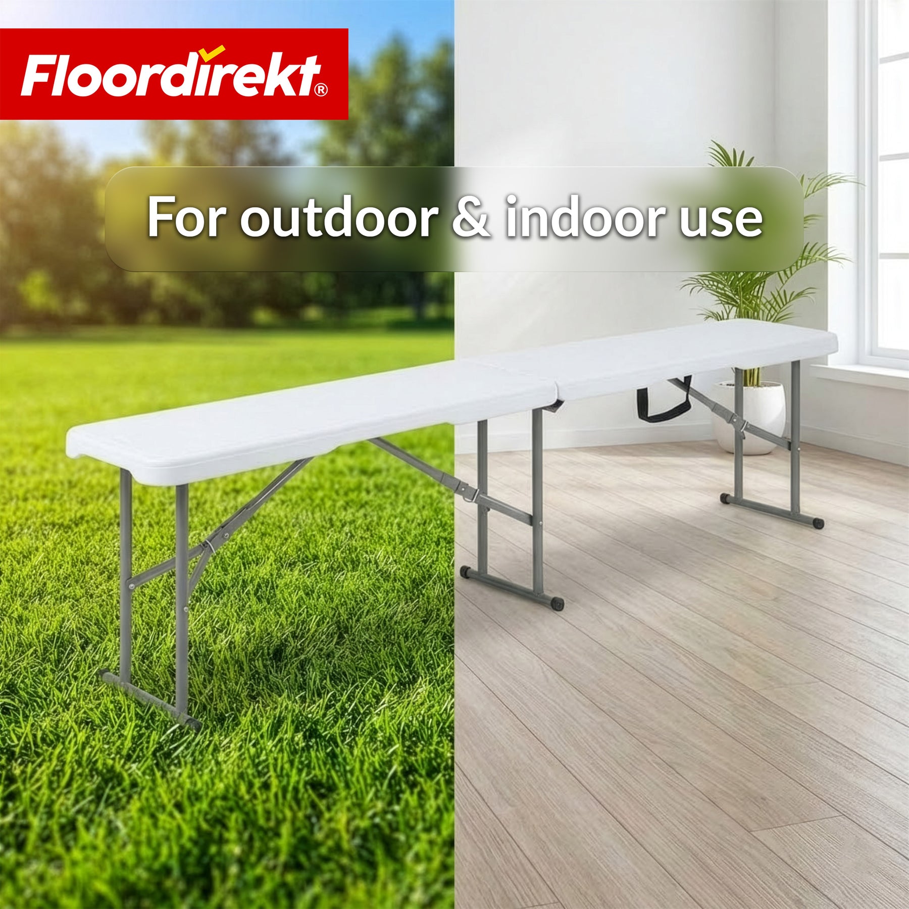 Havebænk | Chiba | Klapbar siddebænk 183 cm i hvid, vejrbestandig & belastbar op til 320 kg