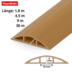 Gulvkabelkanal | Cable Guard | Skridsikker kabelbeskyttelse & snublebeskyttelse | Fleksibel, afkortelig & til 2 kabler op til 8 mm Ø
