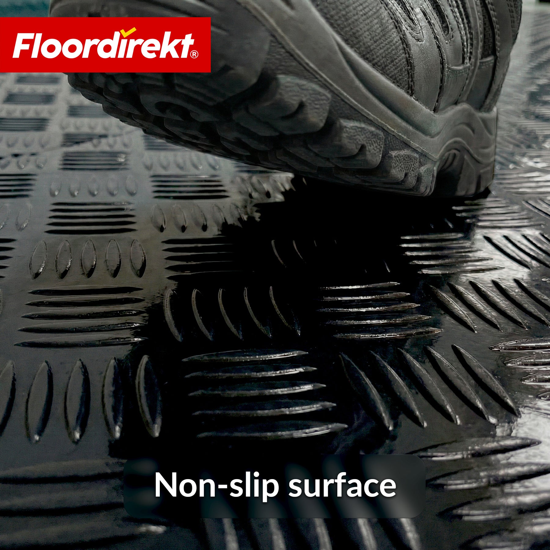 PVC-gulvbelægning | Bullet | Riffelplade-look | Skridsikker & nem at vedligeholde | Metervare / tilskåret efter mål | 110 cm bredde