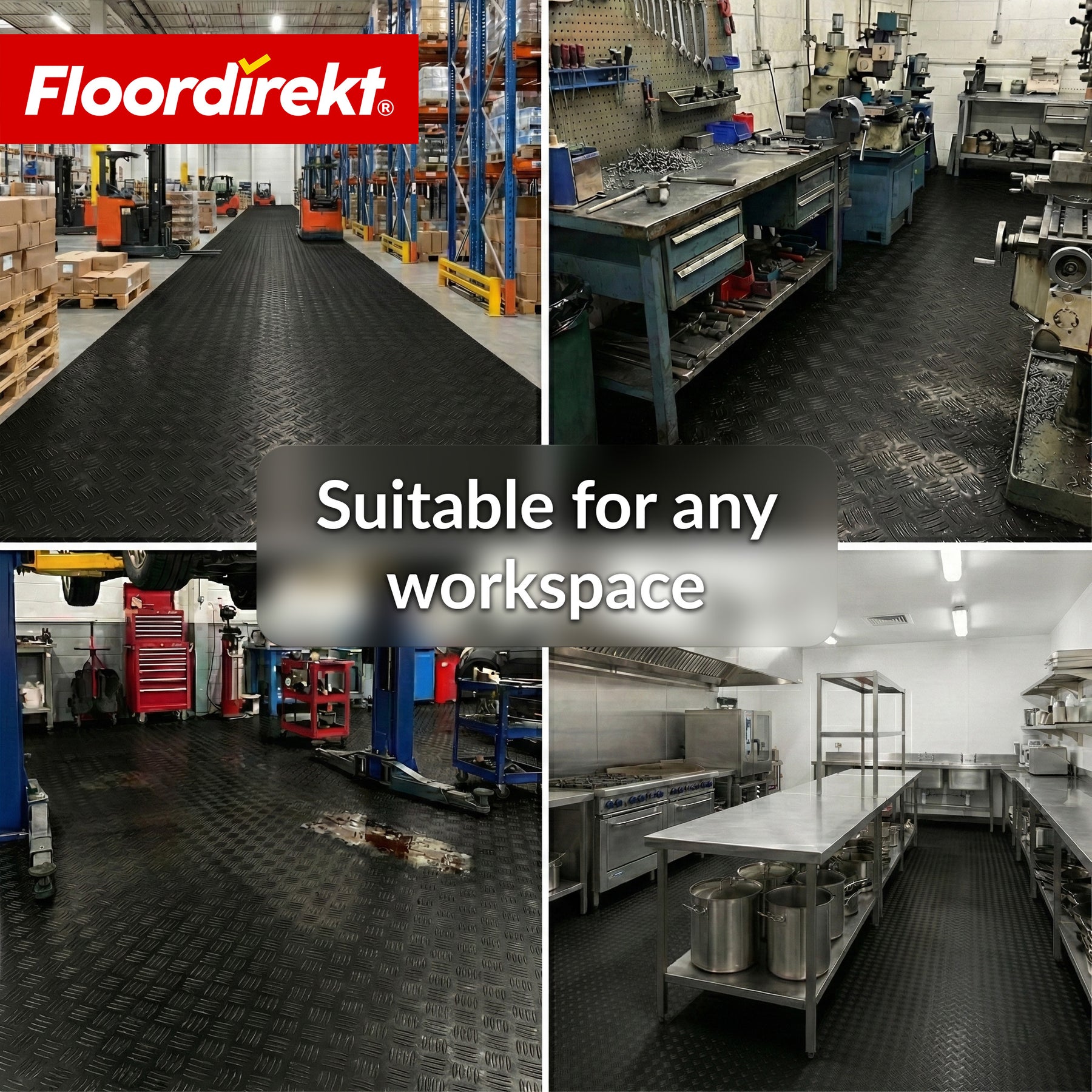 PVC-gulvbelægning | Bullet | Riffelplade-look | Skridsikker & nem at vedligeholde | Metervare / tilskåret efter mål | 110 cm bredde