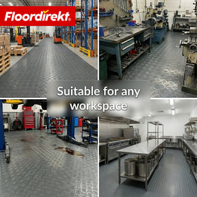 PVC-gulvbelægning | Bullet | Riffelplade-look | Skridsikker & nem at vedligeholde | Metervare / tilskåret efter mål | 110 cm bredde