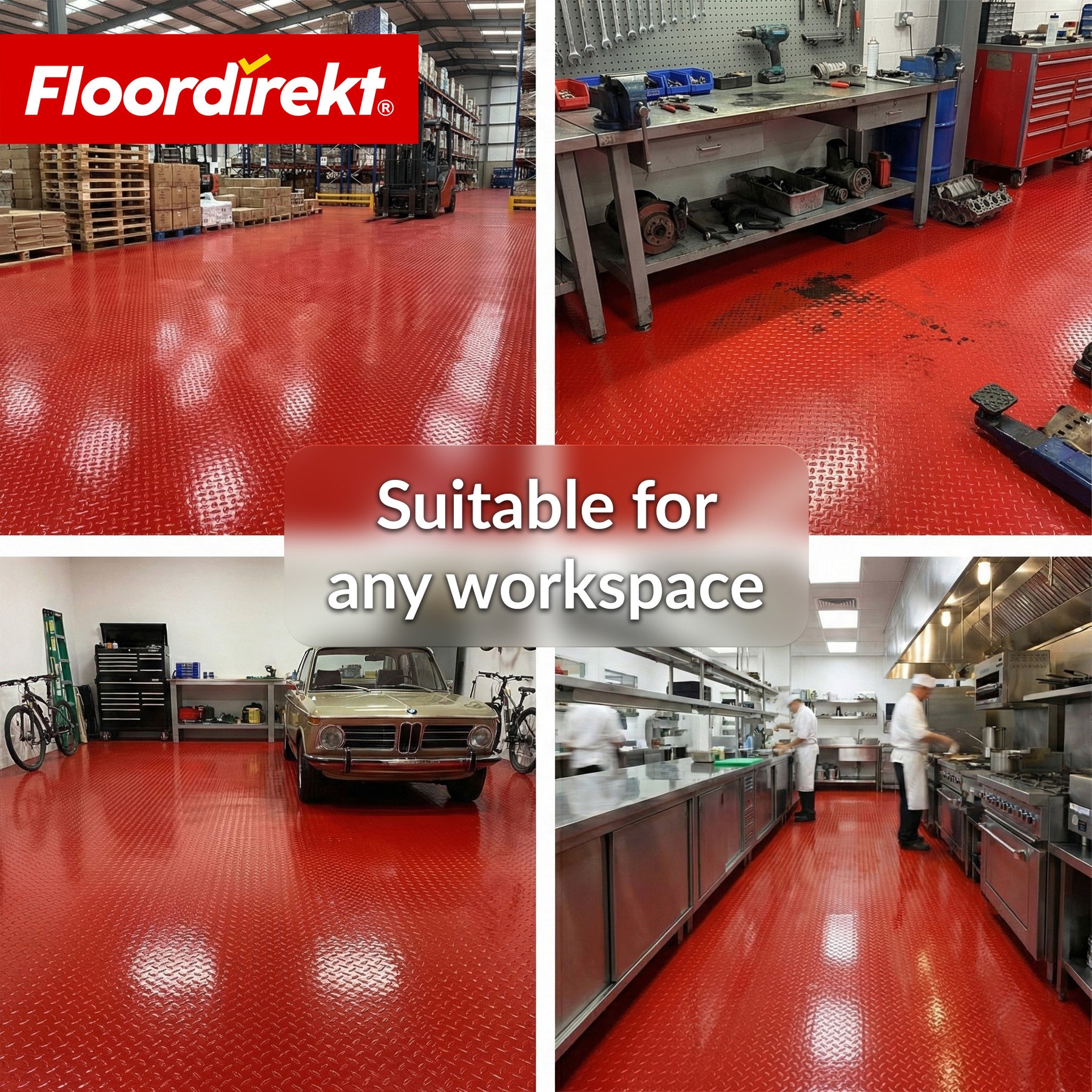 PVC-gulvbelægning | Bullet | Riffelplade-look | Skridsikker & nem at vedligeholde | Metervare / tilskåret efter mål | 110 cm bredde