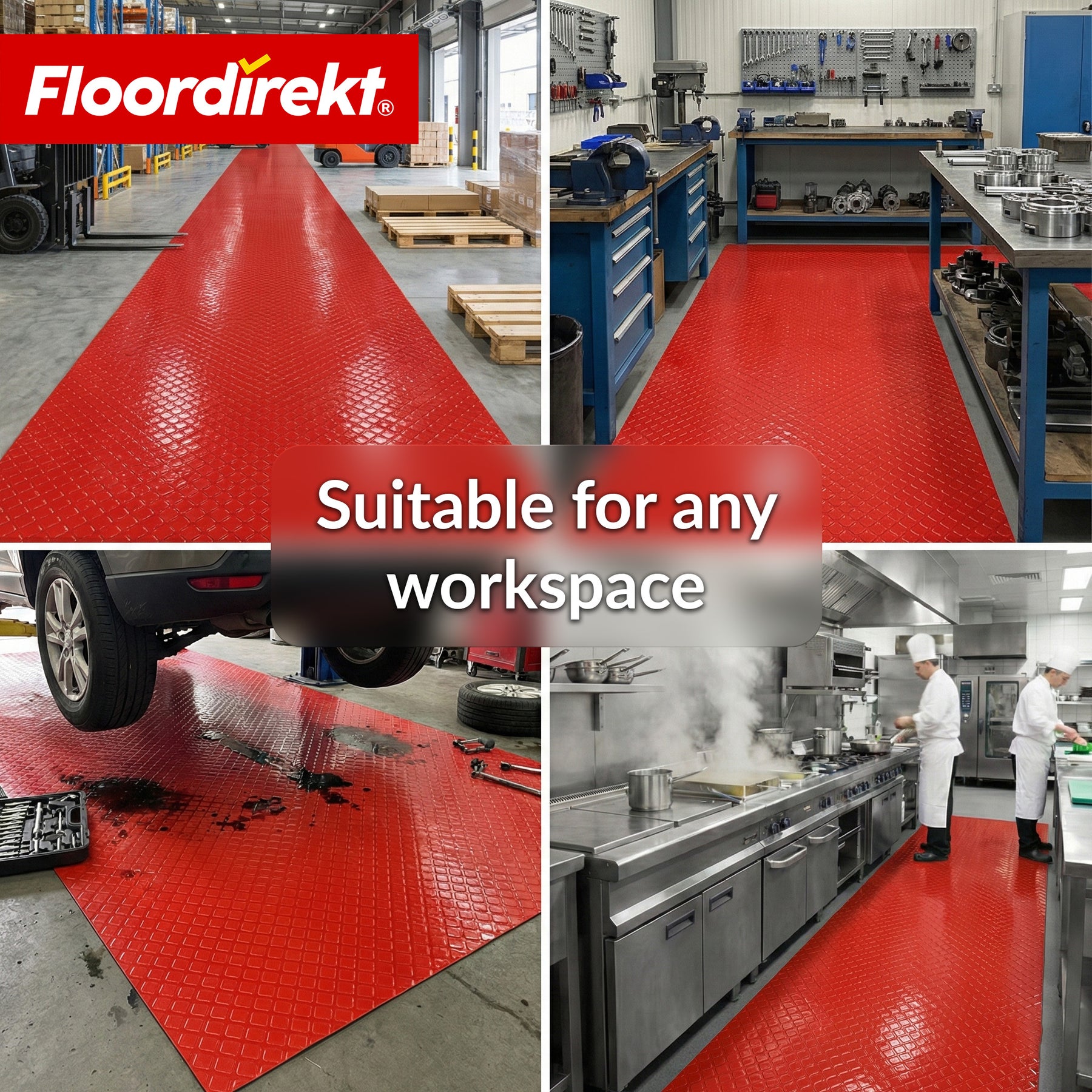 PVC-gulvbelægning | Check Quadra | Kvadratdesign | Skridsikker & nem at rengøre | Metervare / tilskåret efter mål | 110 cm bredde