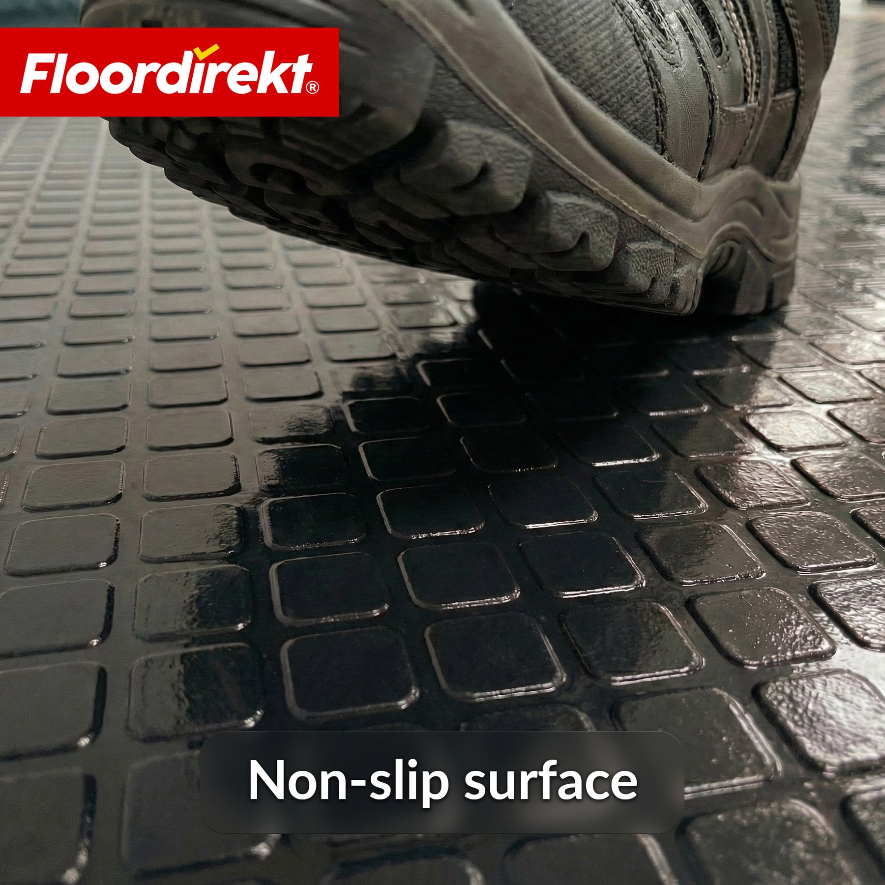 PVC-gulvbelægning | Check Quadra | Kvadratdesign | Skridsikker & nem at rengøre | Metervare / tilskåret efter mål | 110 cm bredde