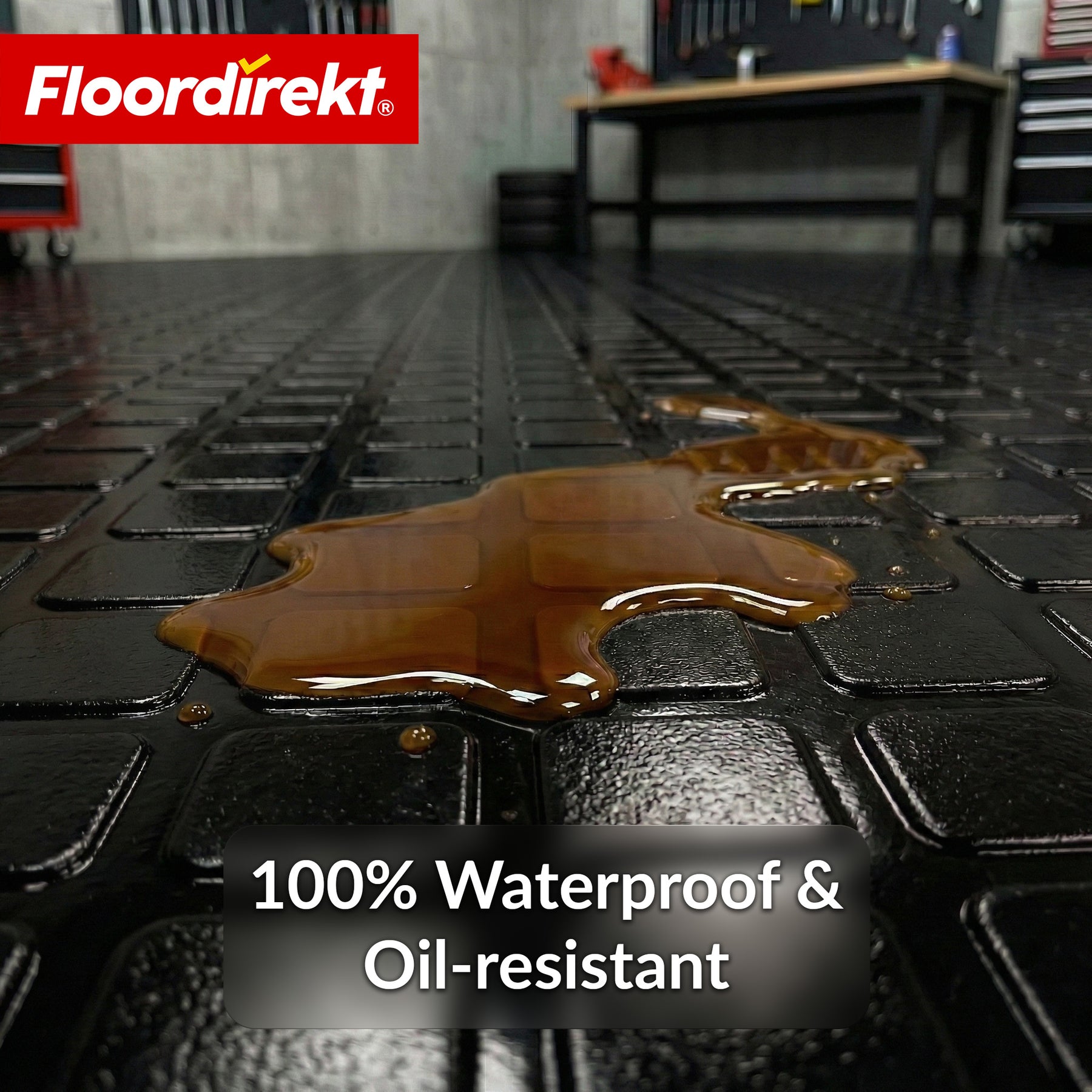 PVC-gulvbelægning | Check Quadra | Kvadratdesign | Skridsikker & nem at rengøre | Metervare / tilskåret efter mål | 110 cm bredde