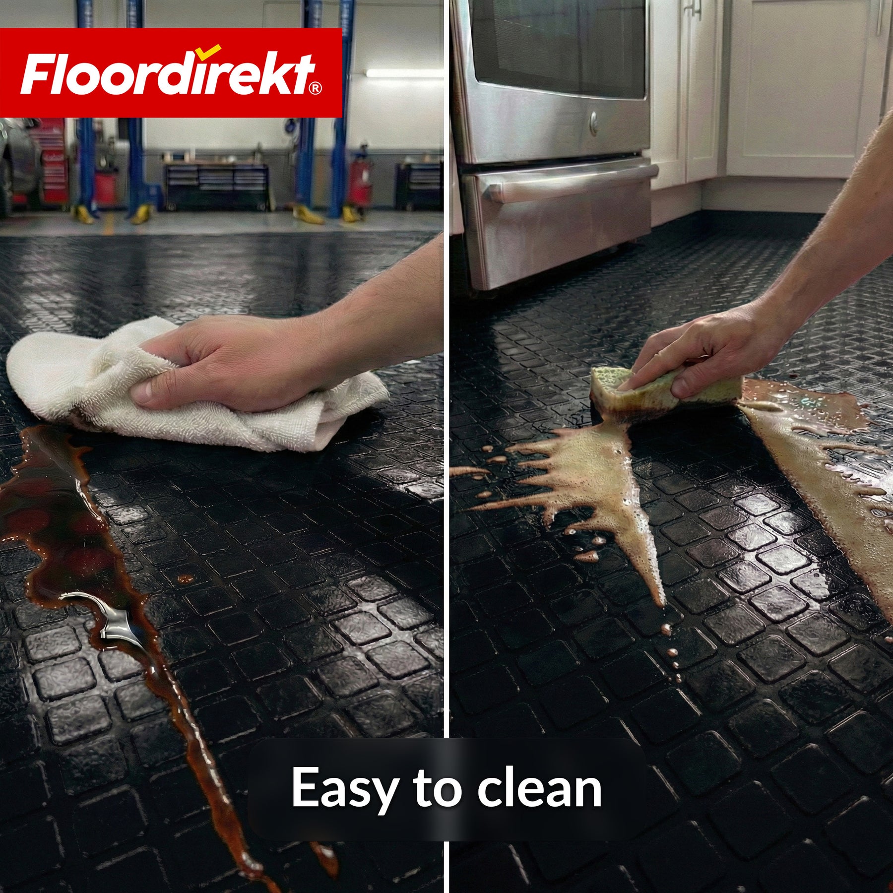 PVC-gulvbelægning | Check Quadra | Kvadratdesign | Skridsikker & nem at rengøre | Metervare / tilskåret efter mål | 110 cm bredde