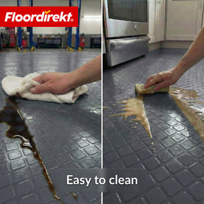 PVC-gulvbelægning | Check Quadra | Kvadratdesign | Skridsikker & nem at rengøre | Metervare / tilskåret efter mål | 110 cm bredde