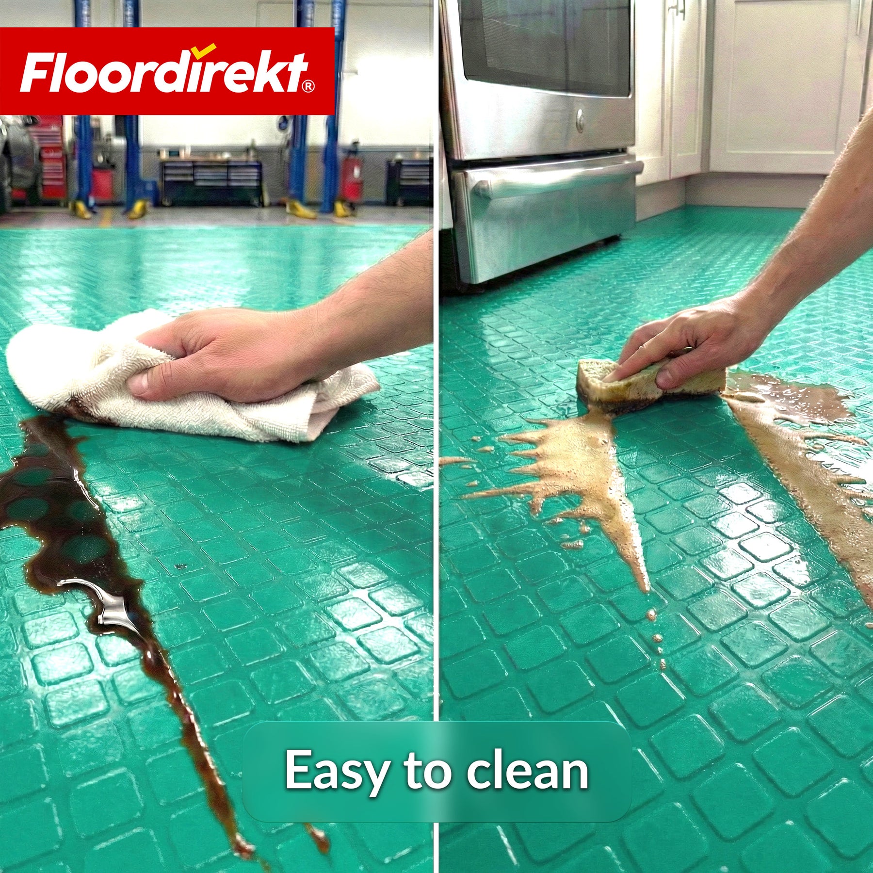 PVC-gulvbelægning | Check Quadra | Kvadratdesign | Skridsikker & nem at rengøre | Metervare / tilskåret efter mål | 110 cm bredde