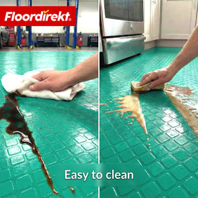 PVC-gulvbelægning | Check Quadra | Kvadratdesign | Skridsikker & nem at rengøre | Metervare / tilskåret efter mål | 110 cm bredde