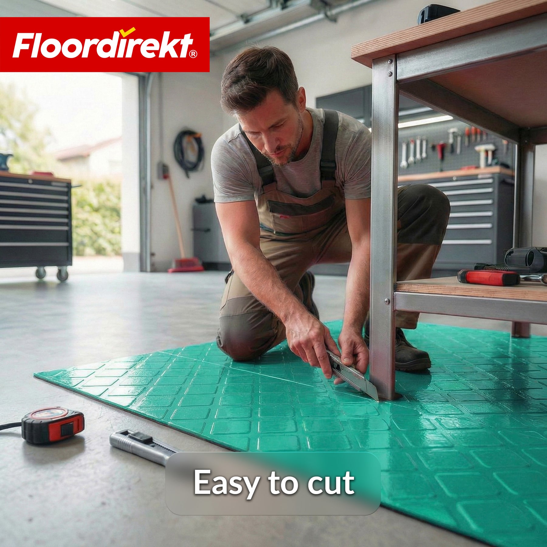 PVC-gulvbelægning | Check Quadra | Kvadratdesign | Skridsikker & nem at rengøre | Metervare / tilskåret efter mål | 110 cm bredde