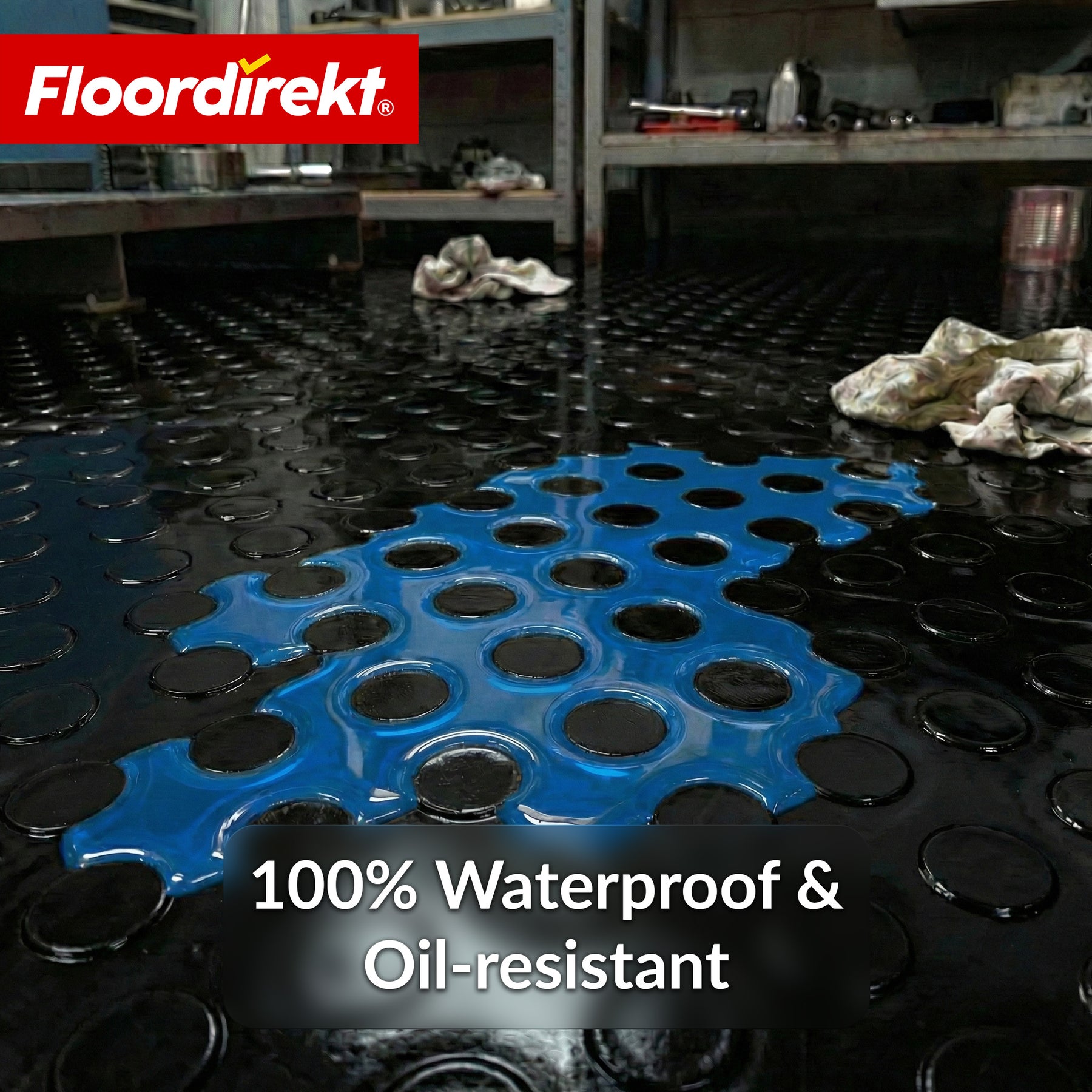 PVC-gulvbelægning | Coin Mirror | Coin-look med flade knopper | Skridsikker & nem at vedligeholde | Metervare / tilskåret efter mål | 110 cm bredde