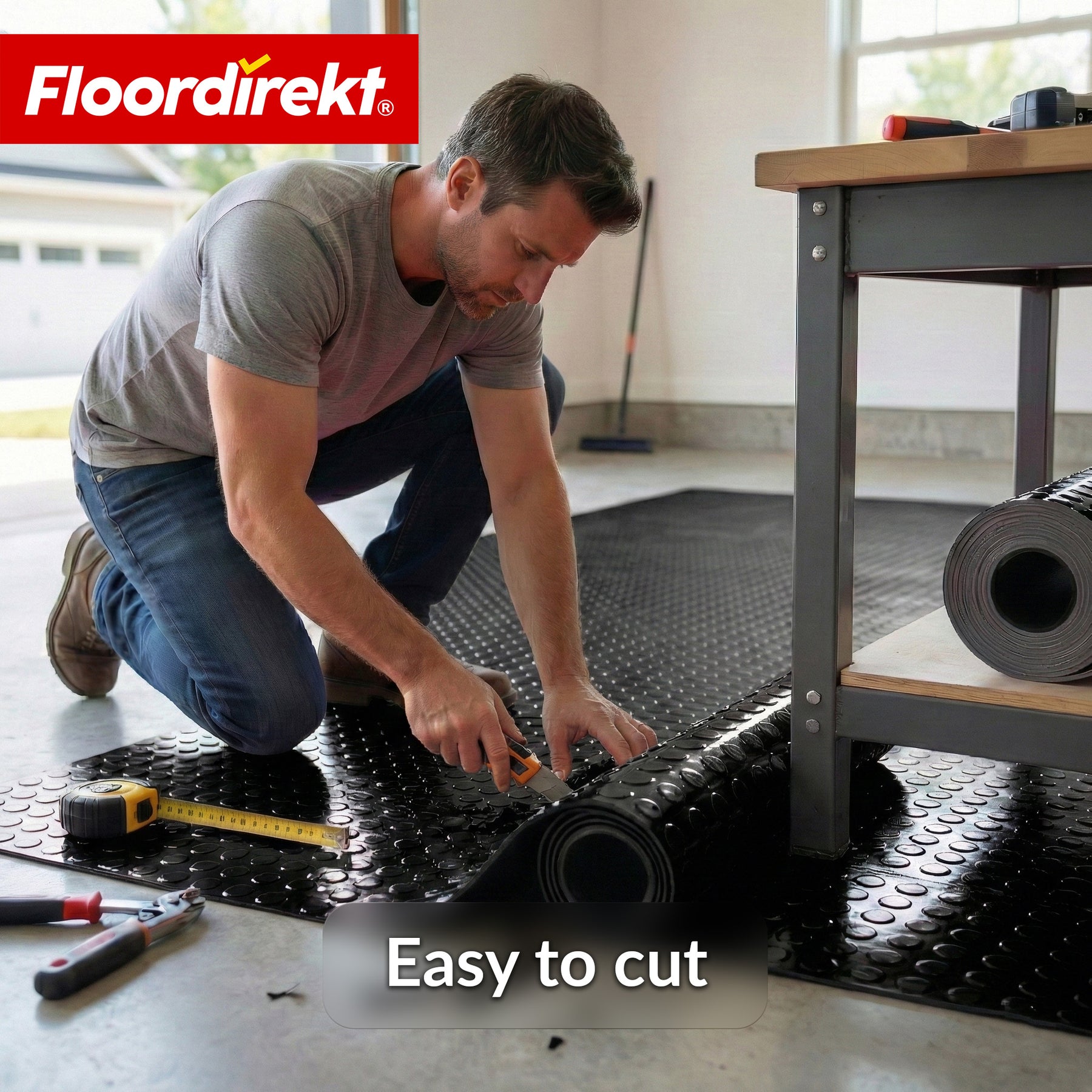 PVC-gulvbelægning | Coin Mirror | Coin-look med flade knopper | Skridsikker & nem at vedligeholde | Metervare / tilskåret efter mål | 110 cm bredde