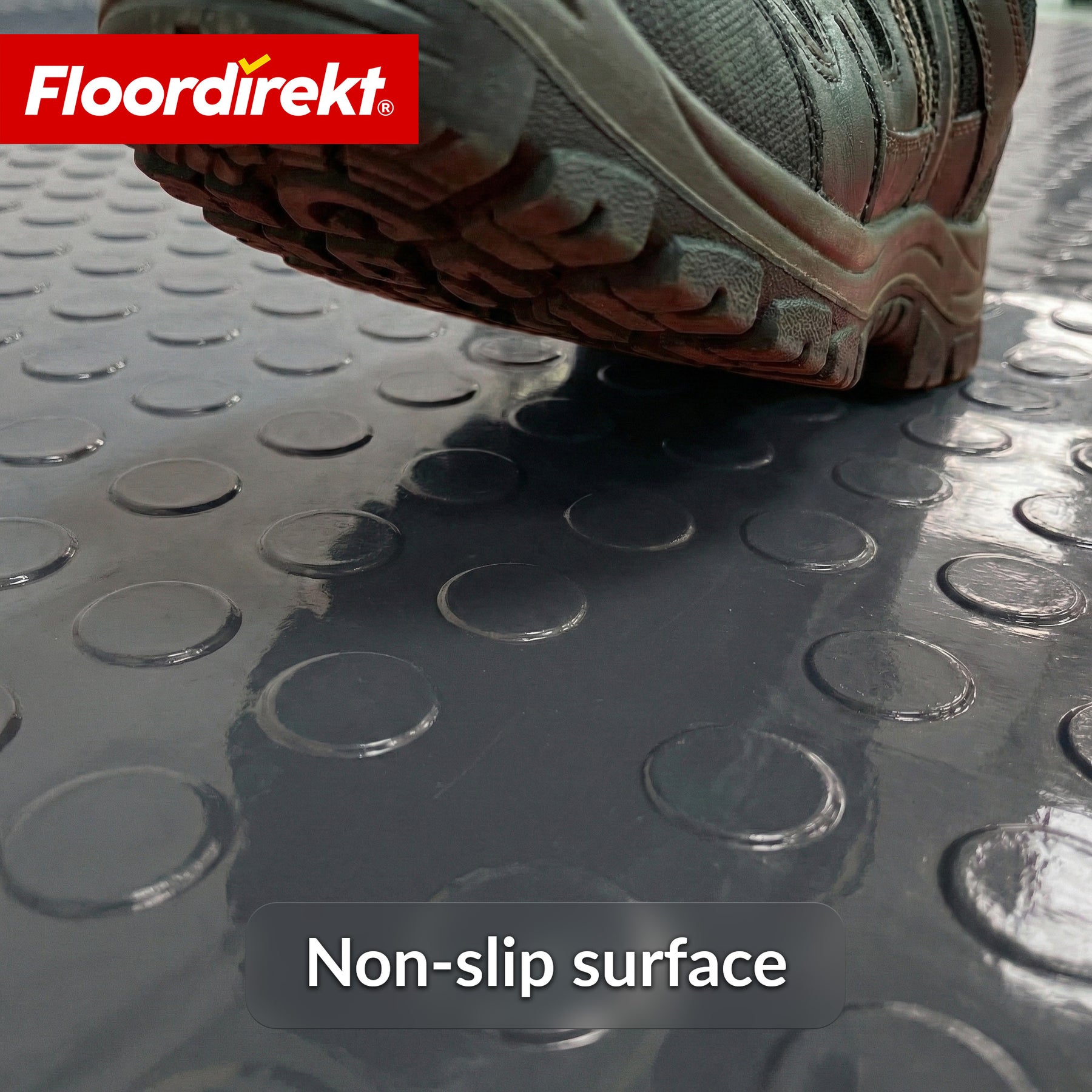 PVC-gulvbelægning | Coin Mirror | Coin-look med flade knopper | Skridsikker & nem at vedligeholde | Metervare / tilskåret efter mål | 110 cm bredde