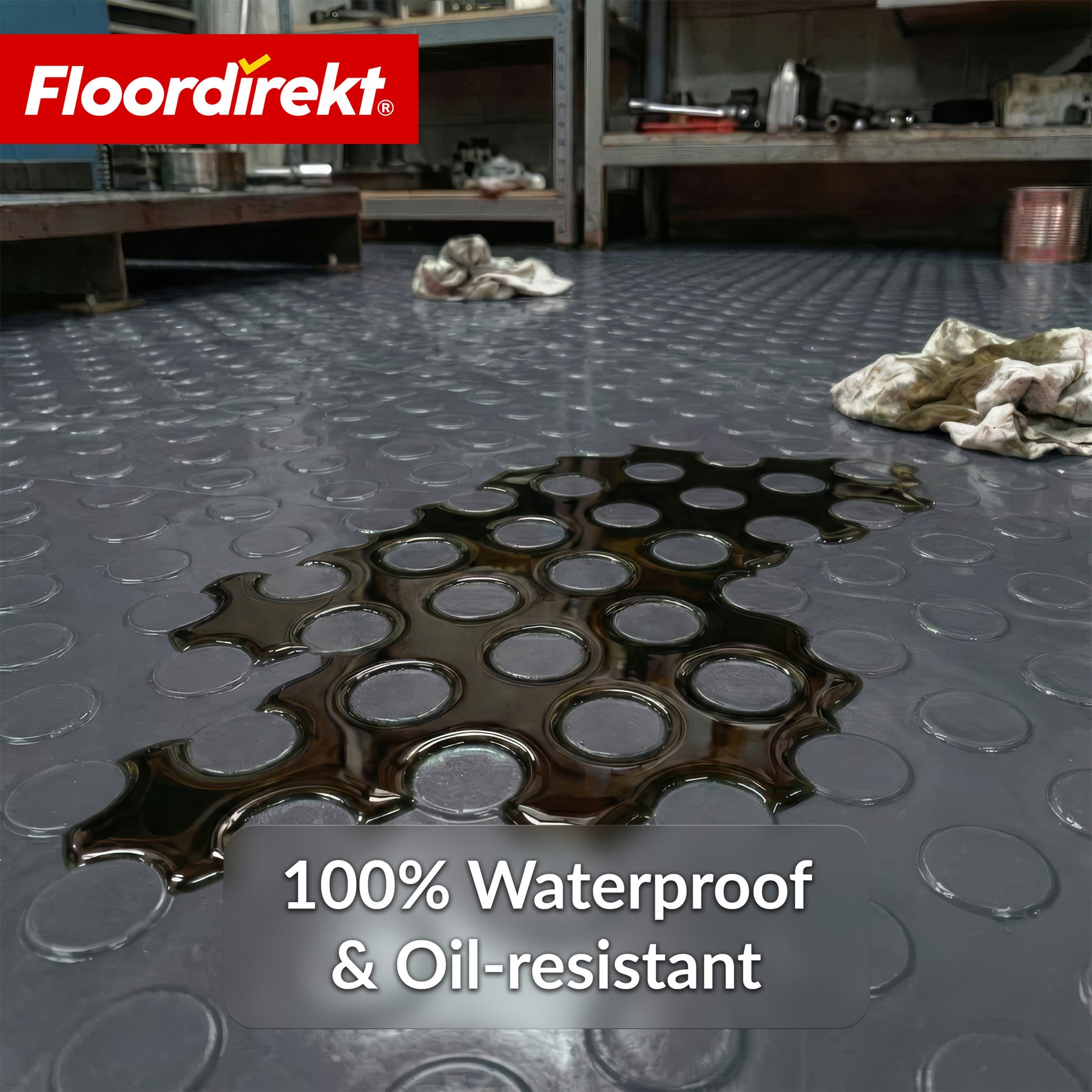 PVC-gulvbelægning | Coin Mirror | Coin-look med flade knopper | Skridsikker & nem at vedligeholde | Metervare / tilskåret efter mål | 110 cm bredde