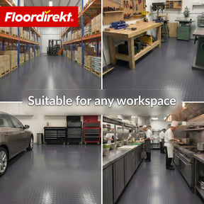 PVC-gulvbelægning | Coin Mirror | Coin-look med flade knopper | Skridsikker & nem at vedligeholde | Metervare / tilskåret efter mål | 110 cm bredde