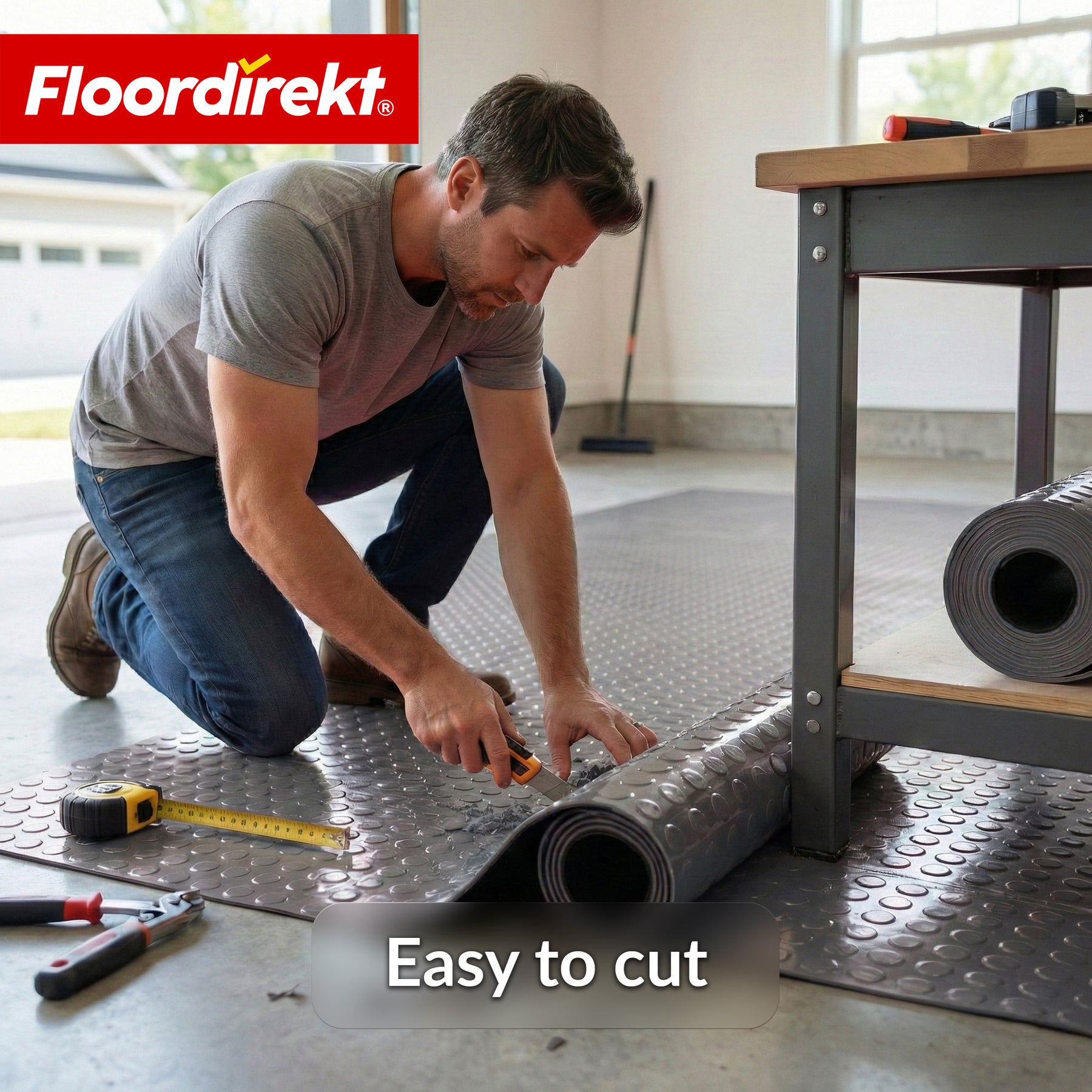 PVC-gulvbelægning | Coin Mirror | Coin-look med flade knopper | Skridsikker & nem at vedligeholde | Metervare / tilskåret efter mål | 110 cm bredde