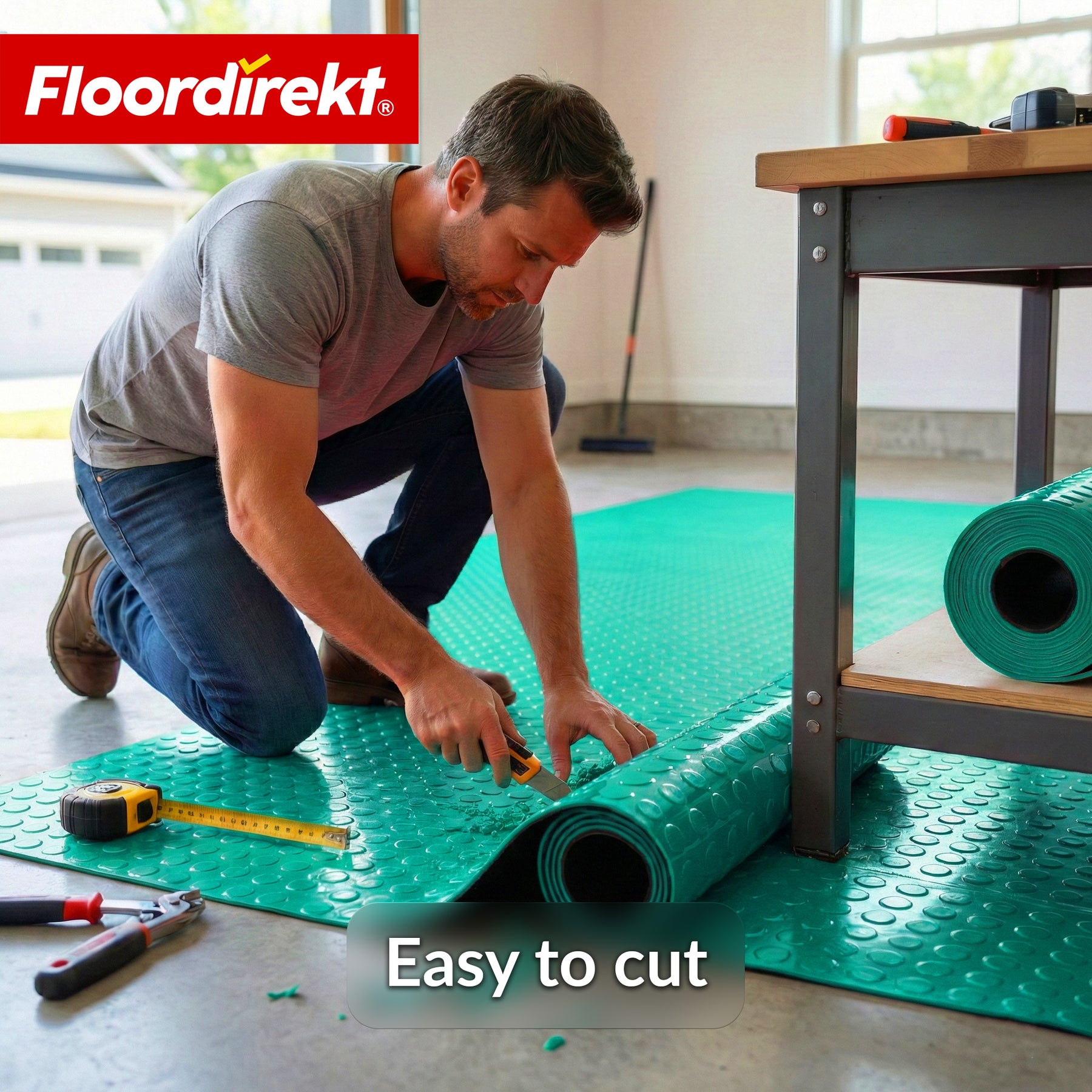 PVC-gulvbelægning | Coin Mirror | Coin-look med flade knopper | Skridsikker & nem at vedligeholde | Metervare / tilskåret efter mål | 110 cm bredde