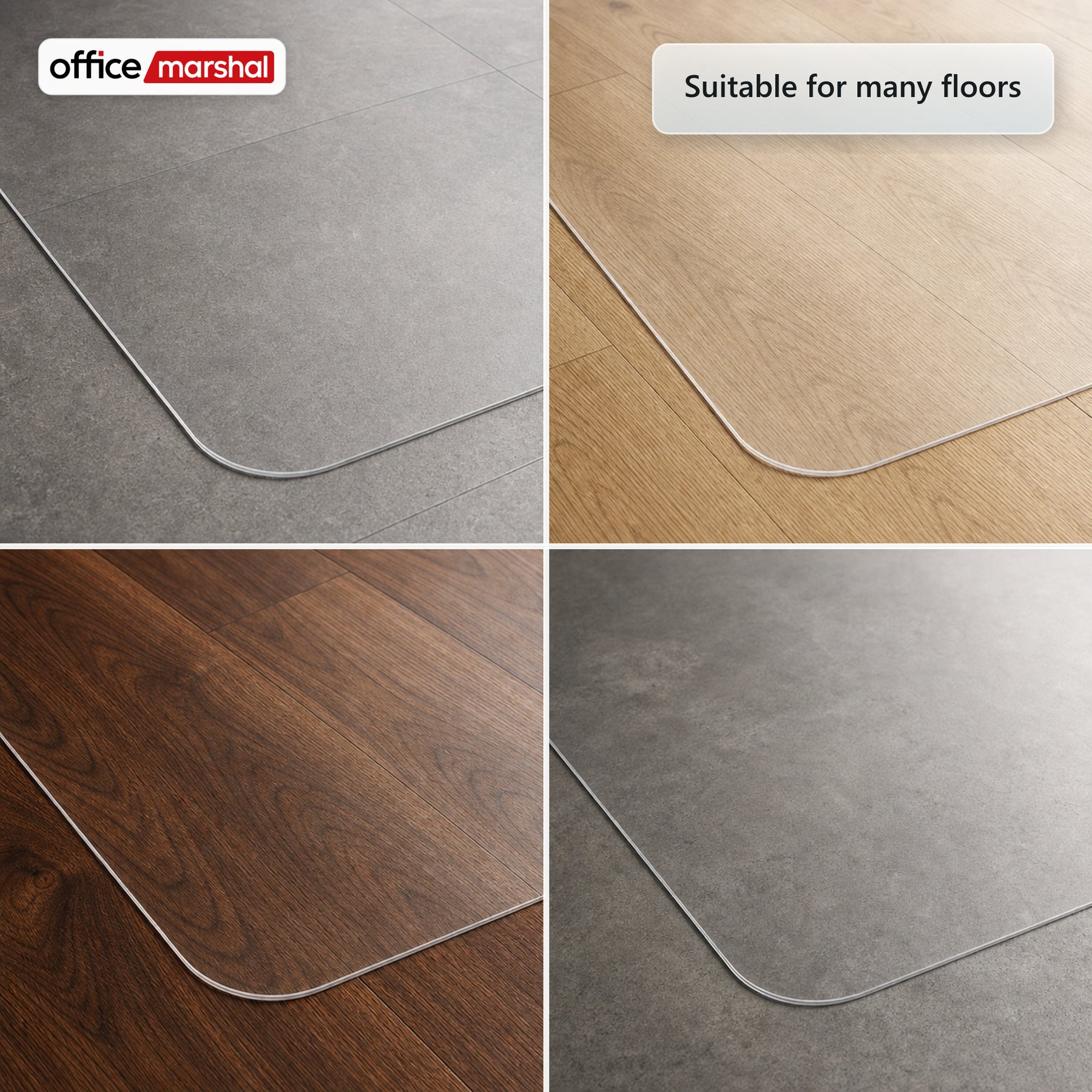 Stoleunderlag Floorfit efter mål | Transparent mat | Til parket, laminat, vinyl & hårde gulve