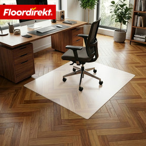 Gulvbeskyttelsesmatte | Neo Milky | Semi-transparent kontorstolsunderlag i mælkehvid på mål til hårde gulve