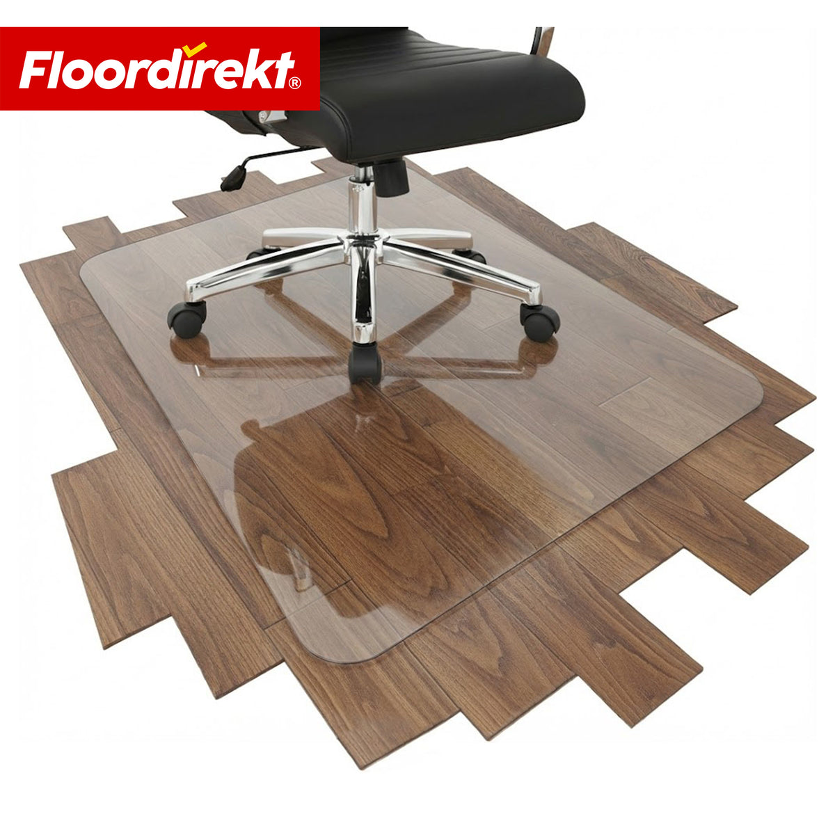 Gulvbeskyttelsesmåtte | Secura | Transparent 80 × 118 cm | 5 mm brudsikker PVC underlag til kontorstol til parket, laminat & tæppe