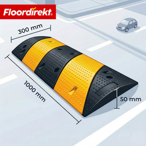 Fartbump Pico | vejbump i gummi op til 30 ton belastbar | hastighedsbump gul-sort 100 x 30 cm