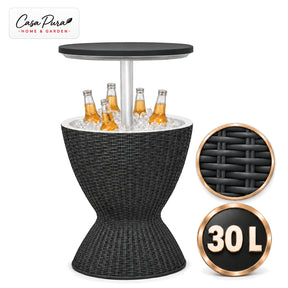 Kølebord til drikkevarer | Capri | Højdejusterbart havebord med 30 liters kølebeholder i rattanlook | 2 farver