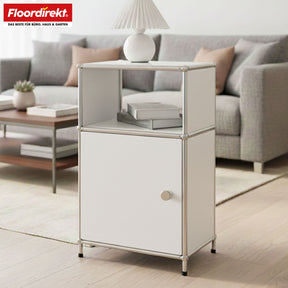 Metallreol | Concept Epure MK-040 | 3-etagers opbevaringsreol med dør og hylder | Fås i flere farver