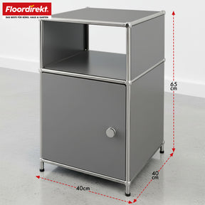 Metallreol | Concept Epure MK-040 | 3-etagers opbevaringsreol med dør og hylder | Fås i flere farver