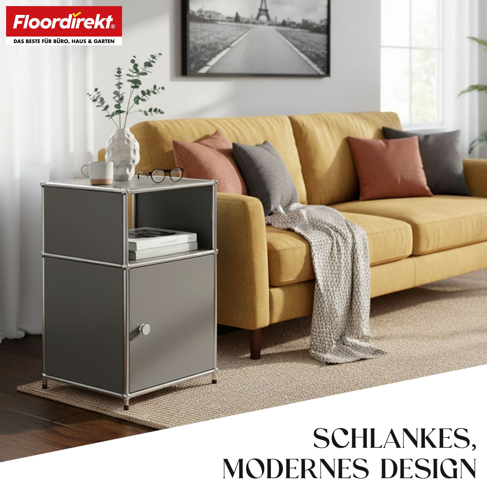 Metallreol | Concept Epure MK-040 | 3-etagers opbevaringsreol med dør og hylder | Fås i flere farver