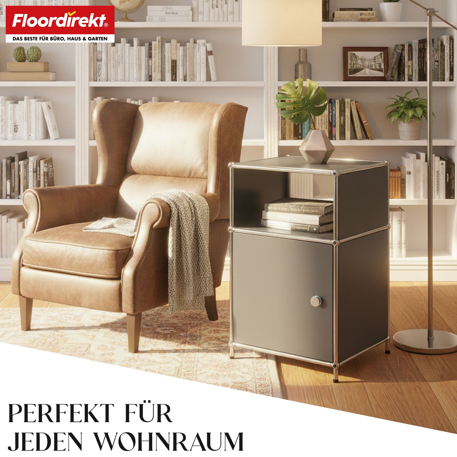 Metallreol | Concept Epure MK-040 | 3-etagers opbevaringsreol med dør og hylder | Fås i flere farver