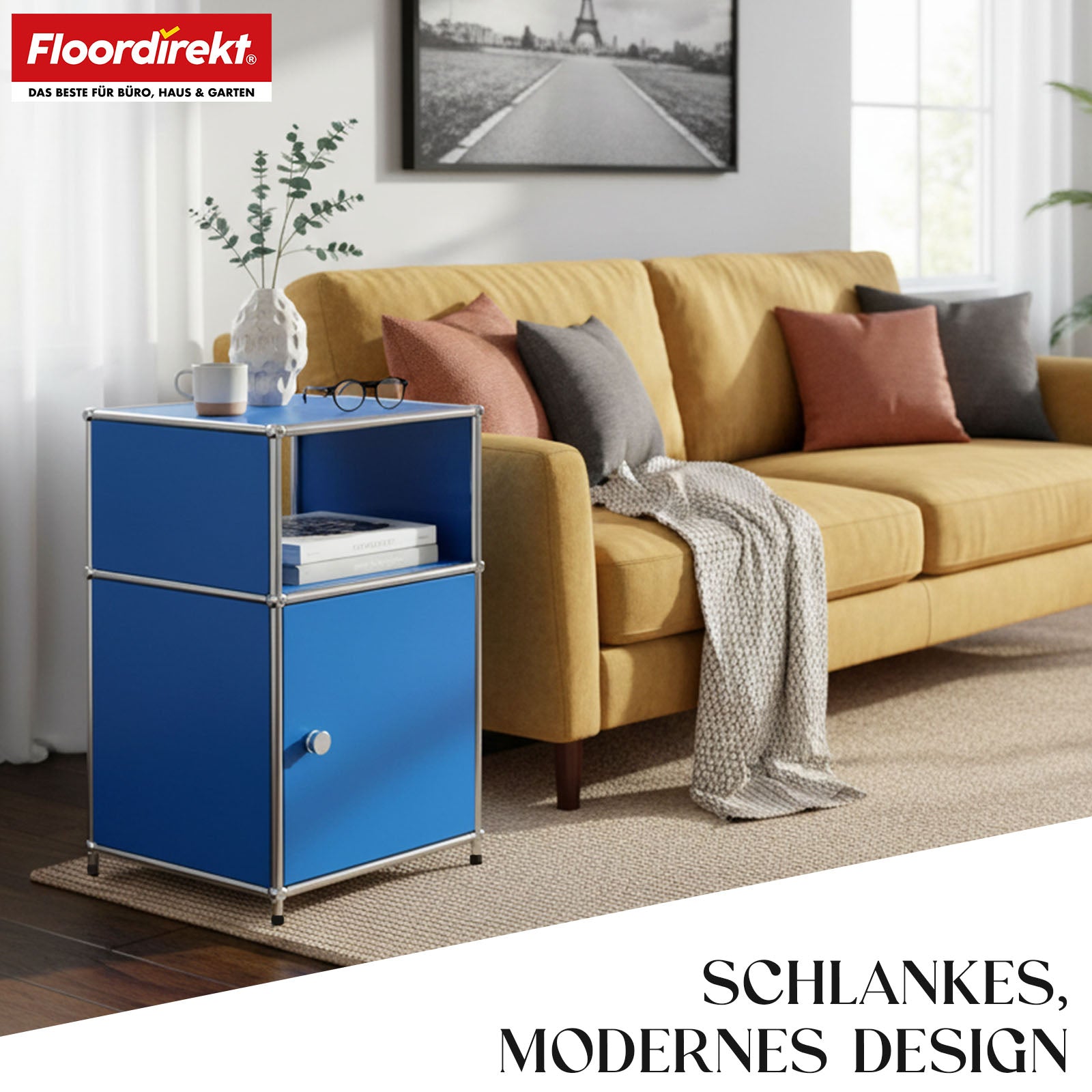 Metallreol | Concept Epure MK-040 | 3-etagers opbevaringsreol med dør og hylder | Fås i flere farver