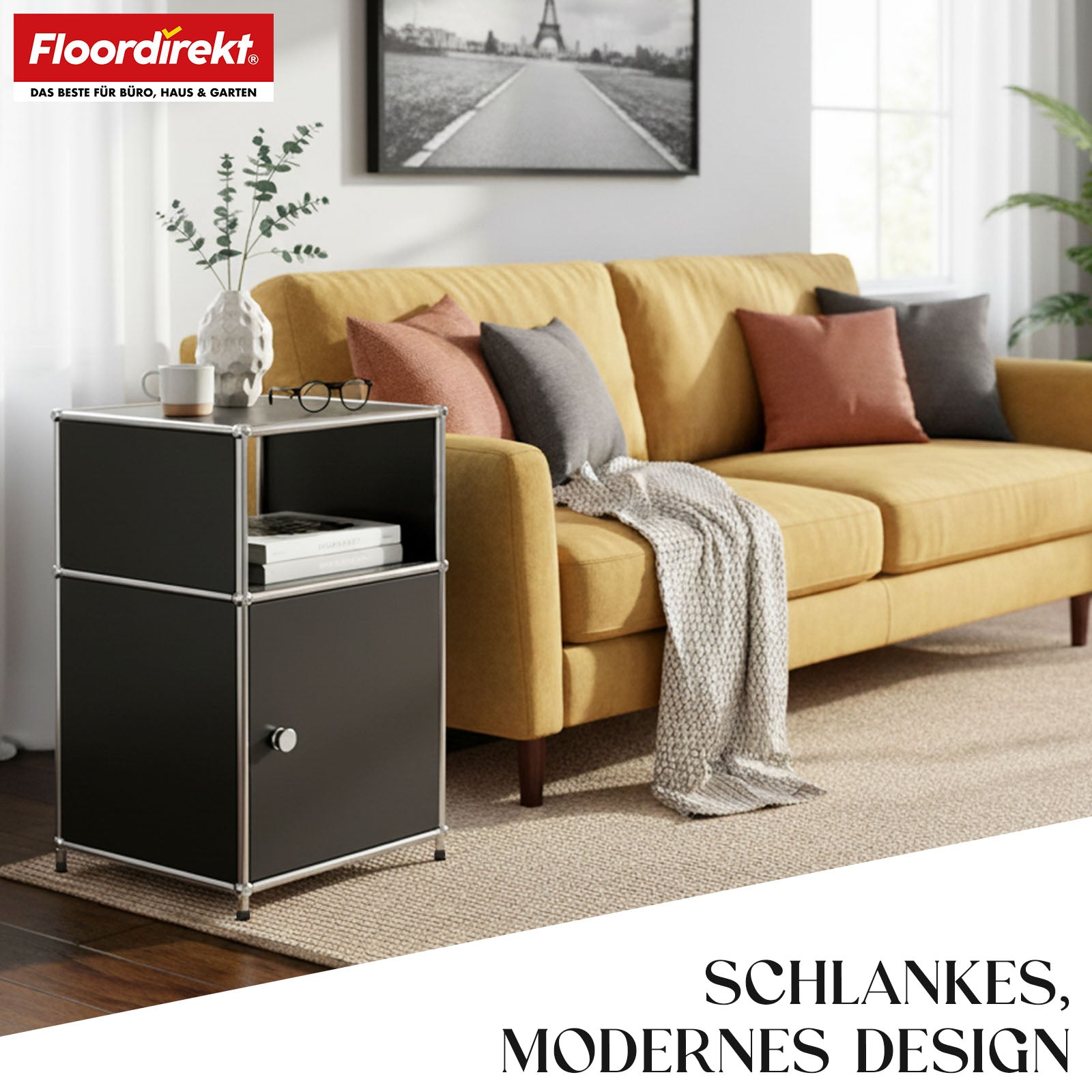 Metallreol | Concept Epure MK-040 | 3-etagers opbevaringsreol med dør og hylder | Fås i flere farver