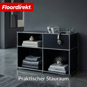 Metalreol | Concept Epure MK-030 | Fritstående reol med 3 hylder & opbevaringsrum | Køkkenreol, kontorreol & stue reol