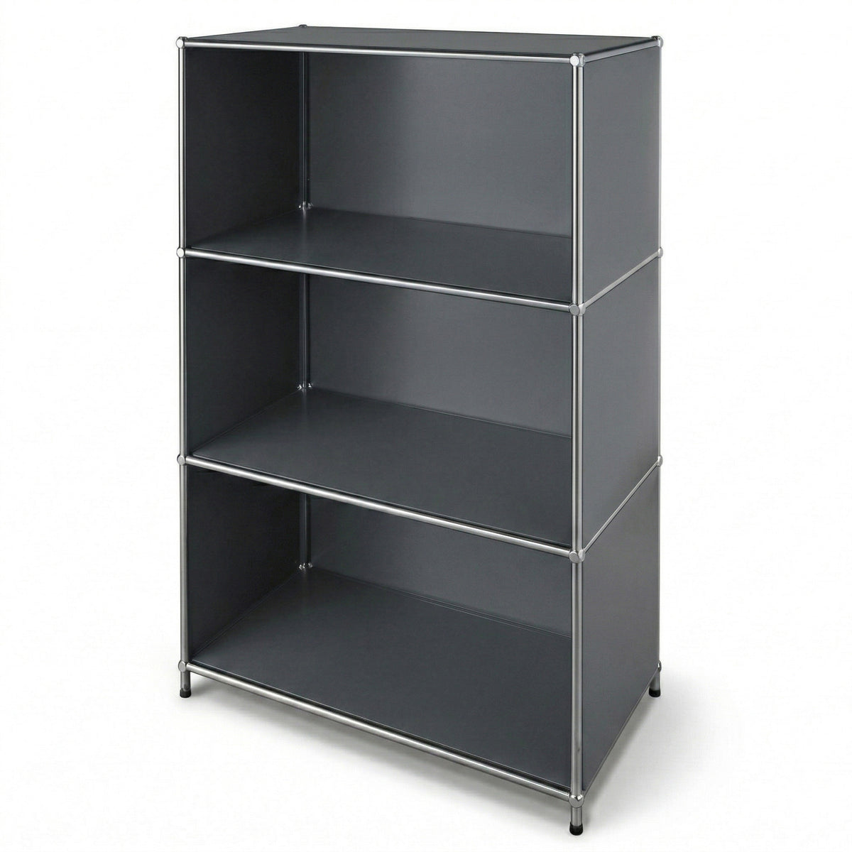Metalreol | Concept Epure MK-101 | 4 hylder fritstående reol | Bogreol med sidepaneler | Moderne opbevaringsreol