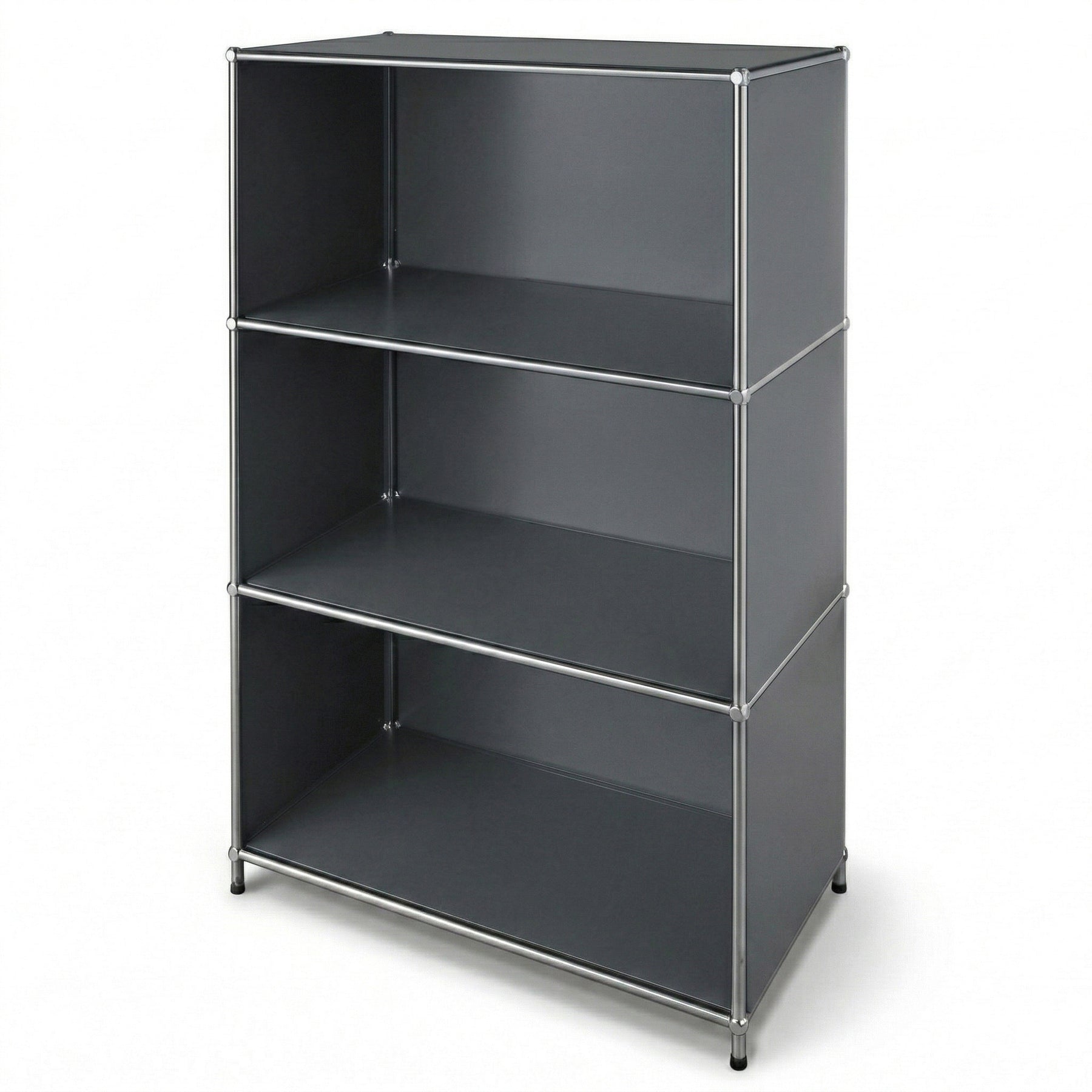 Metalreol | Concept Epure MK-101 | 4 hylder fritstående reol | Bogreol med sidepaneler | Moderne opbevaringsreol