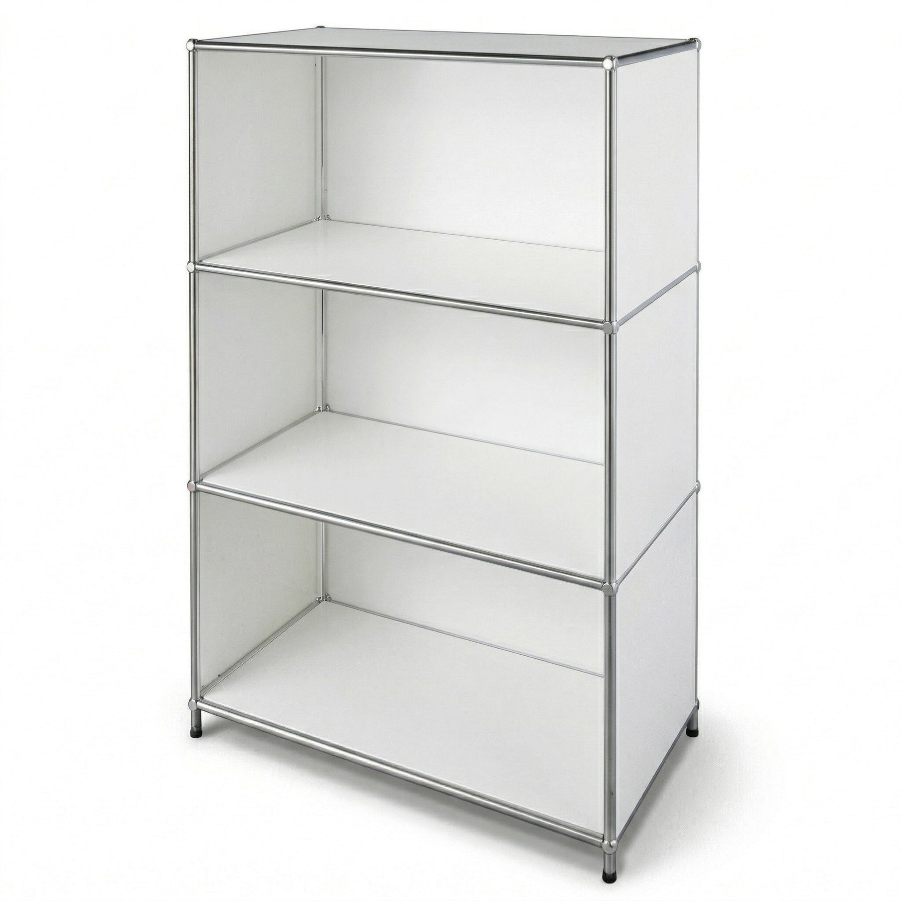 Metalreol | Concept Epure MK-101 | 4 hylder fritstående reol | Bogreol med sidepaneler | Moderne opbevaringsreol